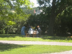 Staff enjoying tea in the garden.